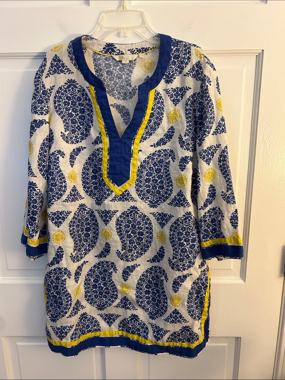 Boden Cleo Blue and Yellow Floral-Paisley Short Dress/Tunic - 10